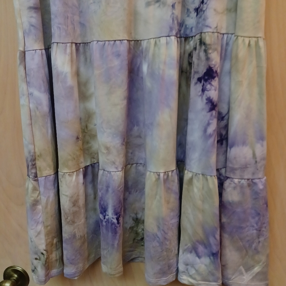 Purple Lilac Lavender Boho Tie Die Tiered Dress M New Tags NWT - Picture 4 of 9